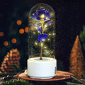 Creative 2 In 1 Rose Flowers LED Light And Bluetooth-compatible Speaker Valentine's Day Gift Rose Luminous Night Light Ornament In Glass Cover - AMAZEALL