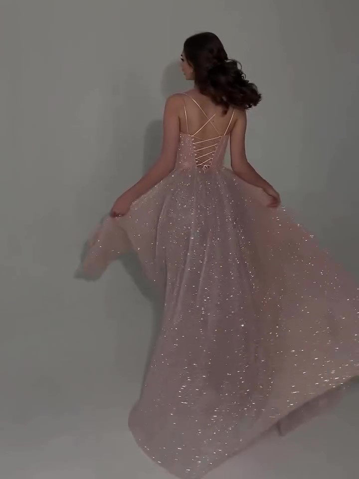 Sequined Backless Evening Dress - AMAZEALL