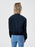 Women's Lightweight Cropped Bomber Jacket Casual Long Sleeve Varsity Jacket With Pocket Fashion Y2k Jacket Streetwear - AMAZEALL