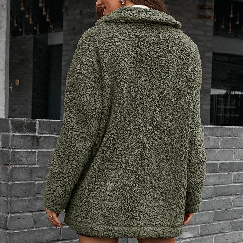Loose Thickened Bubble Fleece Zipper Plush Coat - AMAZEALL
