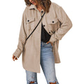 Women's Corduroy Solid Color Single Breasted Casual Lapel Woolen Jacket - AMAZEALL