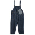Cowboy overalls cropped pants women's age reducing loose wide leg jumpsuit - AMAZEALL