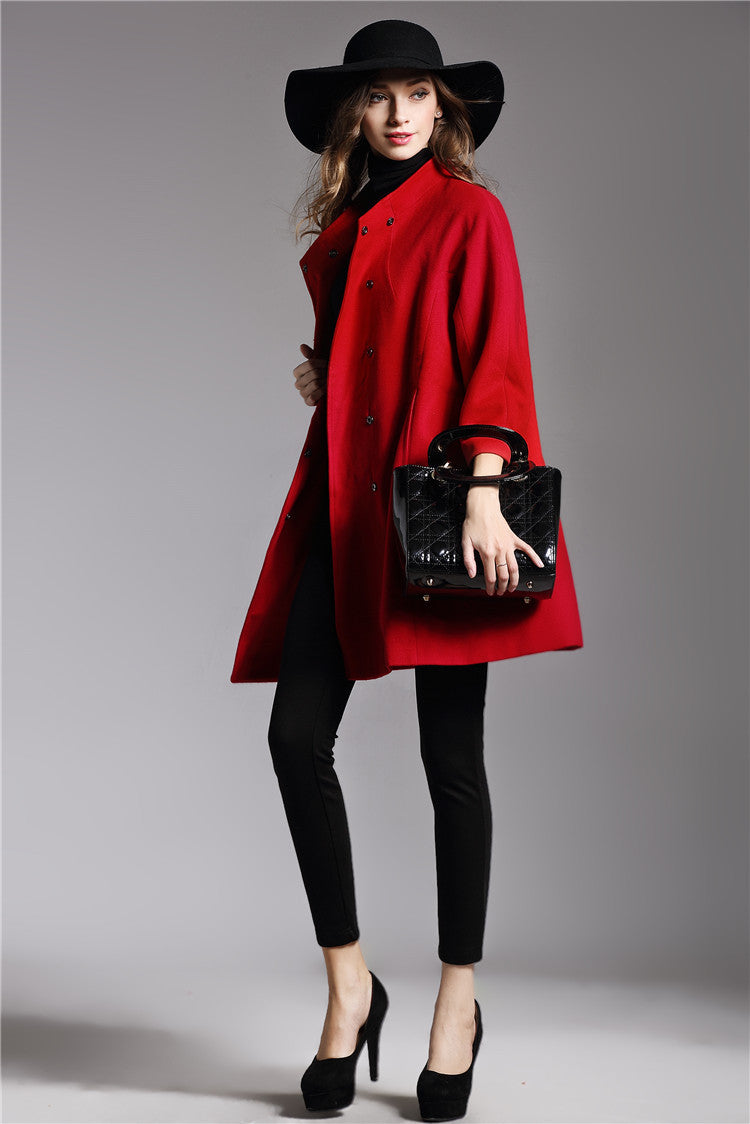 Loose Large Size Cloak Woolen Coat And Long Woolen Coat - AMAZEALL
