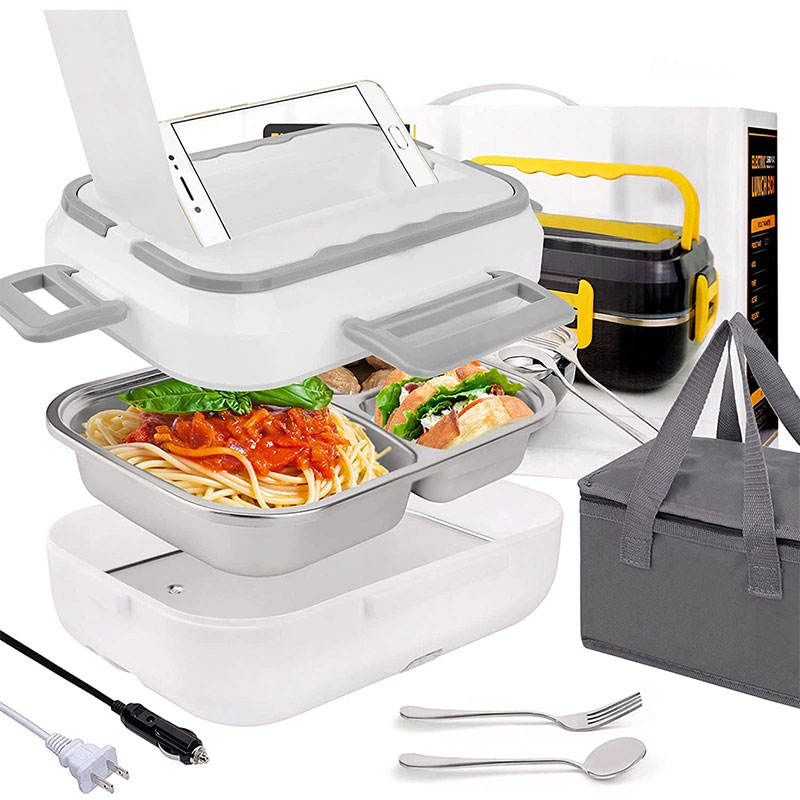 "Portable 1.5L Electric Lunch Box Set: Stainless Steel Cookware with Heater & Insulation Bag for Car and Truck Use" - AMAZEALL