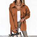 Lapel Button Lace Up Women's Woolen Jacket - AMAZEALL