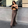 Leopard Print Dress Fashion Mermaid Skirt Womens Clothing - AMAZEALL