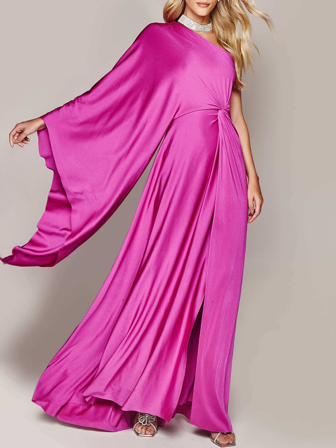 One Shoulder Twist Maxi Dress - AMAZEALL