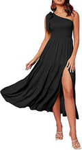 New Summer Fashion Women's One-shoulder Pleated Layered Hem Split Dress - AMAZEALL