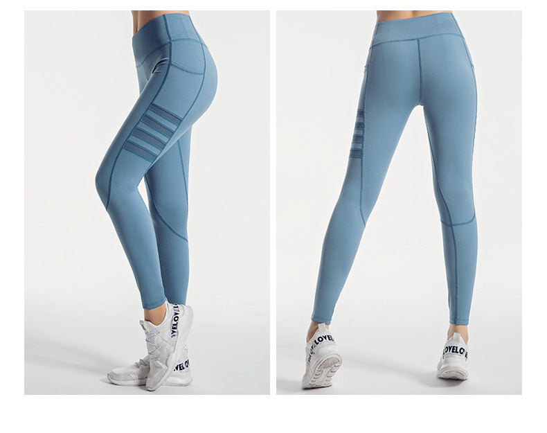 Mesh striped yoga pants - AMAZEALL