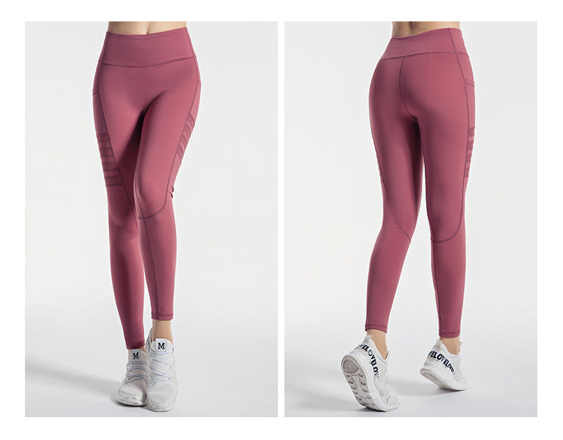 Mesh striped yoga pants - AMAZEALL