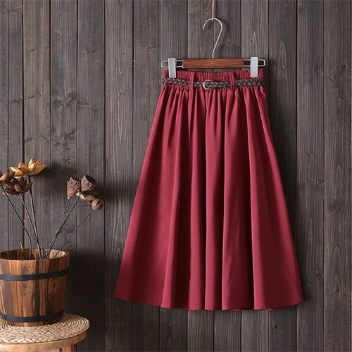 Small Literary A-Line Skirt Women Half-Length Skirt - AMAZEALL