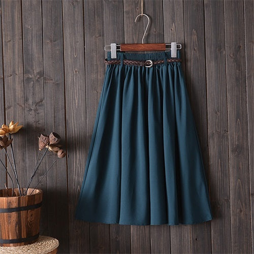 Small Literary A-Line Skirt Women Half-Length Skirt - AMAZEALL