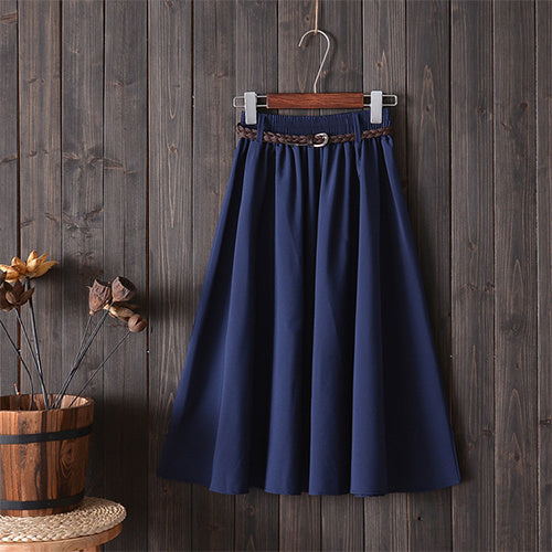 Small Literary A-Line Skirt Women Half-Length Skirt - AMAZEALL