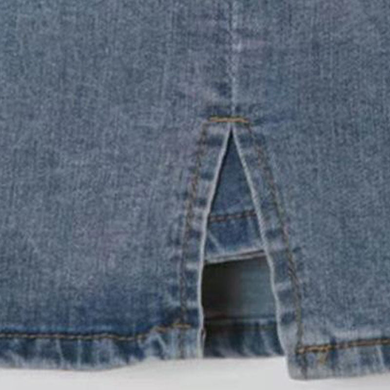 Fashionable And Simple Side Slit Denim Skirt - AMAZEALL