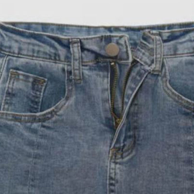 Fashionable And Simple Side Slit Denim Skirt - AMAZEALL