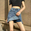 Fashionable And Simple Side Slit Denim Skirt - AMAZEALL