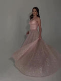 Sequined Backless Evening Dress - AMAZEALL