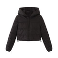 Fashion Zipper Hooded Short Coat Winter Mandela-color Jacket Outerwear Women's Clothing - AMAZEALL
