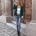 Spring And Summer New Women's Solid Color Casual Zipper Waist Lantern Sleeve Hooded Cardigan Jacket - AMAZEALL
