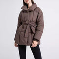 Winter Plaid Sewing Lapel Coat With Lace-up Design Fashion Loose Solid Thick Jacket Outerwear Women's Clothing - AMAZEALL