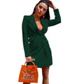 New Summer Women's Fitted Double Breasted Long Sleeve Lapel Blazer - AMAZEALL