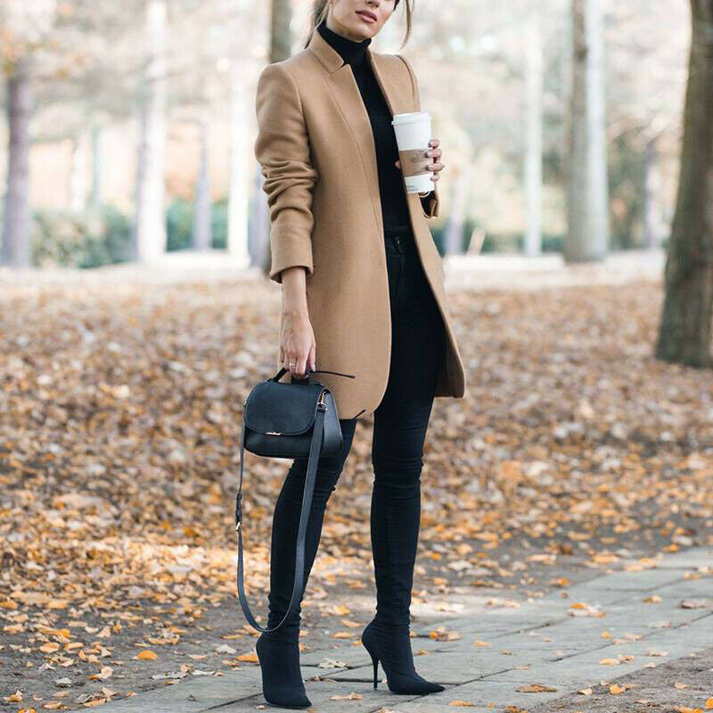 Autumn And Winter New Fashion Stand Collar Women's Woolen Coat - AMAZEALL