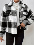 Double-sided Plush Patch Pocket Button Cardigan Casual Top Jacket For Women - AMAZEALL