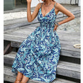 Fashionable Deep V Printed Slip Dress Summer - AMAZEALL