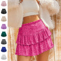 High Waist Sequined Pleated Skirt Women's Clothing Hot Girl Party Short Dress - AMAZEALL