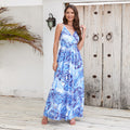Flowers Long Dress Summer Swing Holiday Beach Dress - AMAZEALL