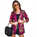Spring New European And American Women's Long-sleeved Lapel Printed Blazer - AMAZEALL