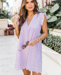 Lace Dresses With Pocket Summer Sleeveless Jacquard Cutout V-Neck Beach Dress - AMAZEALL
