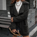 Single Breasted Bubble Fleece Jacket Loose Lapel Lamb Fleece Trench Coat - AMAZEALL