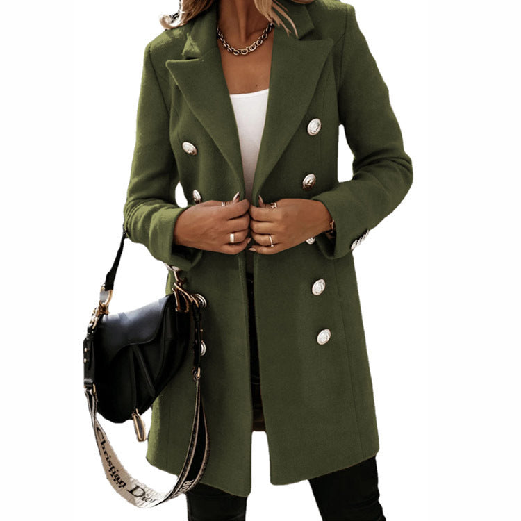 Women's Autumn Winter Long Sleeve Double Breasted Nizi Coat - AMAZEALL