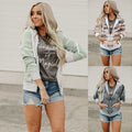European And American Long Sleeve Printed Camouflage Hooded Zip Jacket - AMAZEALL