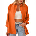 Women's Shirt Jacket Long Sleeve Blouse Button Down Tops Candy Color Shirt - AMAZEALL