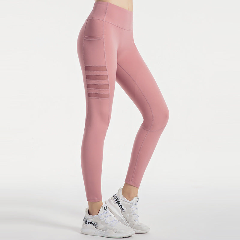 Mesh striped yoga pants - AMAZEALL