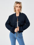 Women's Lightweight Cropped Bomber Jacket Casual Long Sleeve Varsity Jacket With Pocket Fashion Y2k Jacket Streetwear - AMAZEALL