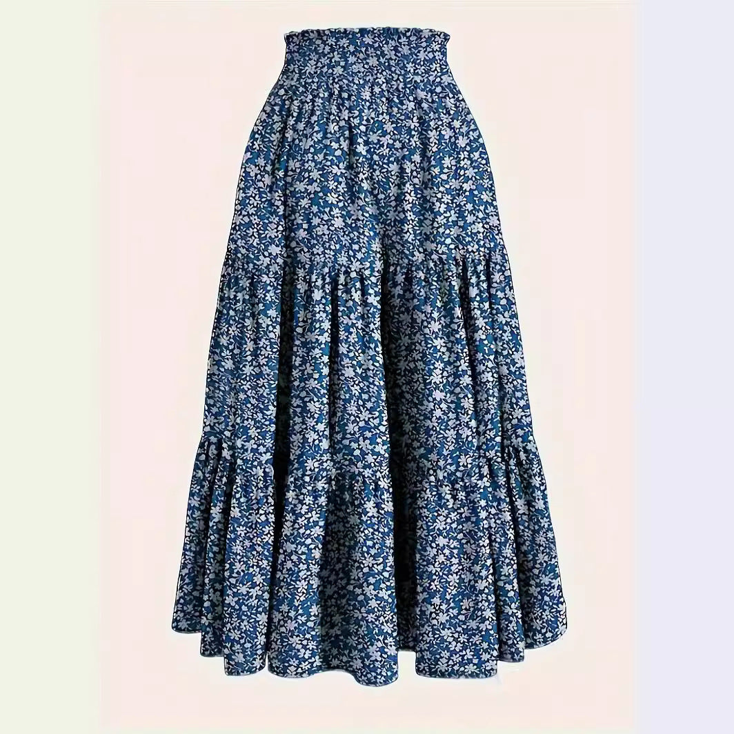 New Printed Skirt Elastic Waist Women - AMAZEALL
