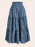 New Printed Skirt Elastic Waist Women - AMAZEALL