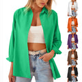 Women's Shirt Jacket Long Sleeve Blouse Button Down Tops Candy Color Shirt - AMAZEALL