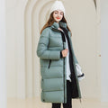Winter Warm Hooded Coat With Pockets Fashion Simple Long Cotton Jacket Solid Color Outwear Women's Clothing - AMAZEALL