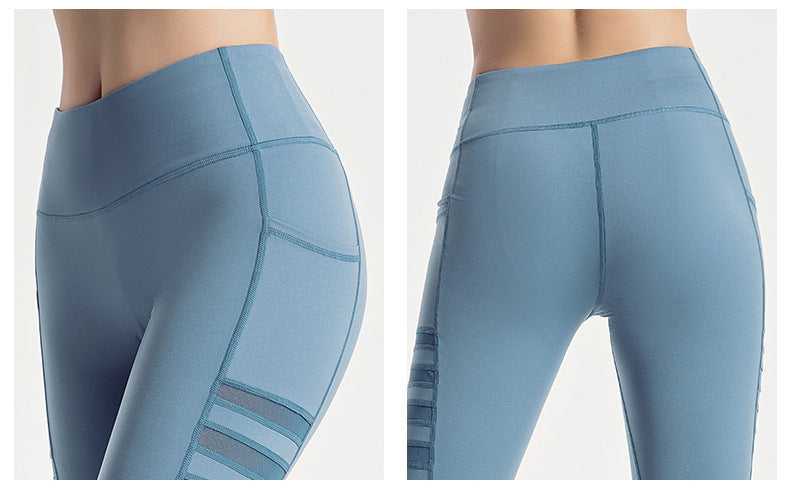 Mesh striped yoga pants - AMAZEALL