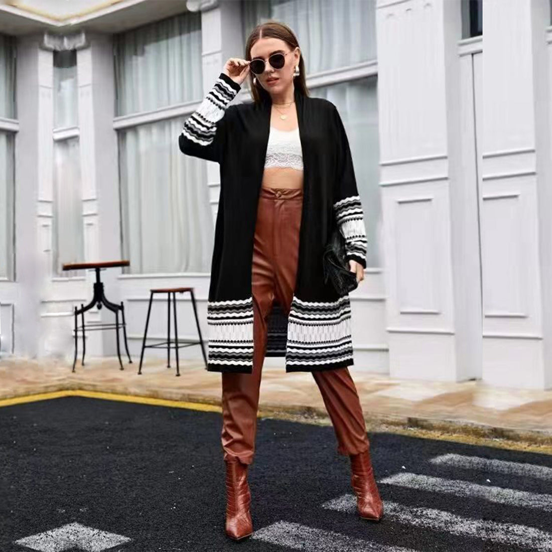 Large Size Women's Woolen Cardigan Jacket - AMAZEALL