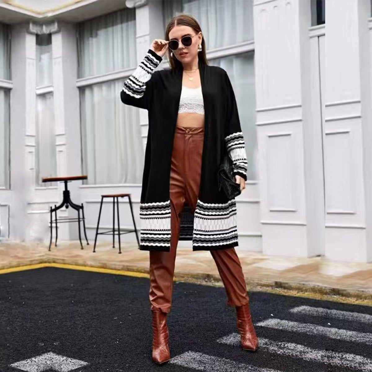 Large Size Women's Woolen Cardigan Jacket - AMAZEALL