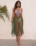 Long Fringed Panel Beach Blouse Slip Dress - AMAZEALL