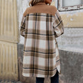 New Brushed Plaid Long Coat With Pockets Fashion Winter Jacket Outwear Women's Clothing - AMAZEALL