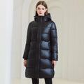 Winter Warm Hooded Coat With Pockets Fashion Simple Long Cotton Jacket Solid Color Outwear Women's Clothing - AMAZEALL