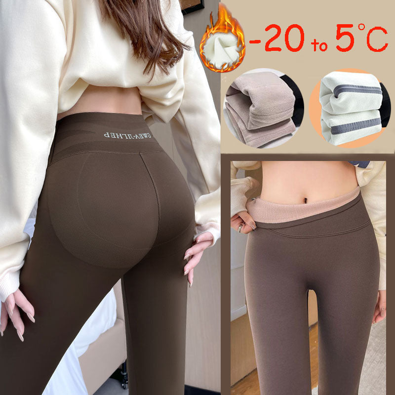 Fleece Thickened Leggings Winter -20 To 5 Shark Pants For Women High Waist Tight Skinny Tummy Control Buttocks Slimming Yoga Pants - AMAZEALL