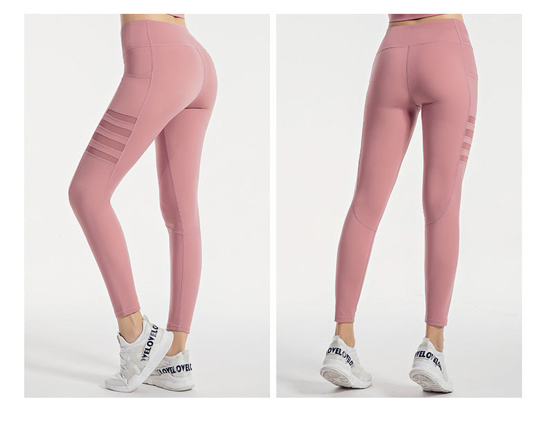 Mesh striped yoga pants - AMAZEALL